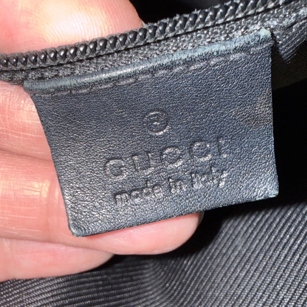 Gucci Black GG Monogram Canvas Tote with Leather Trim and Dusty - Picture 12 of 14